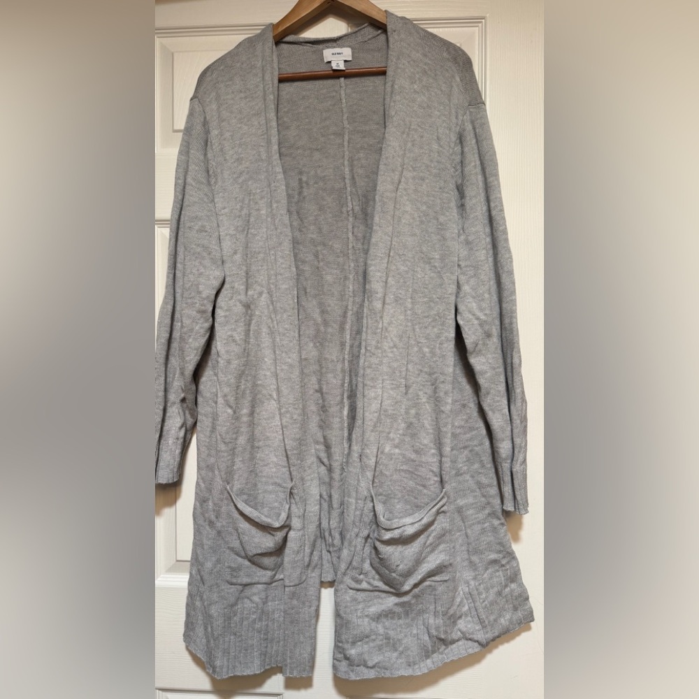 Old Navy Light Gray Women's Plus Size 4X Open Front Long Cardigan - Picture 1 of 2